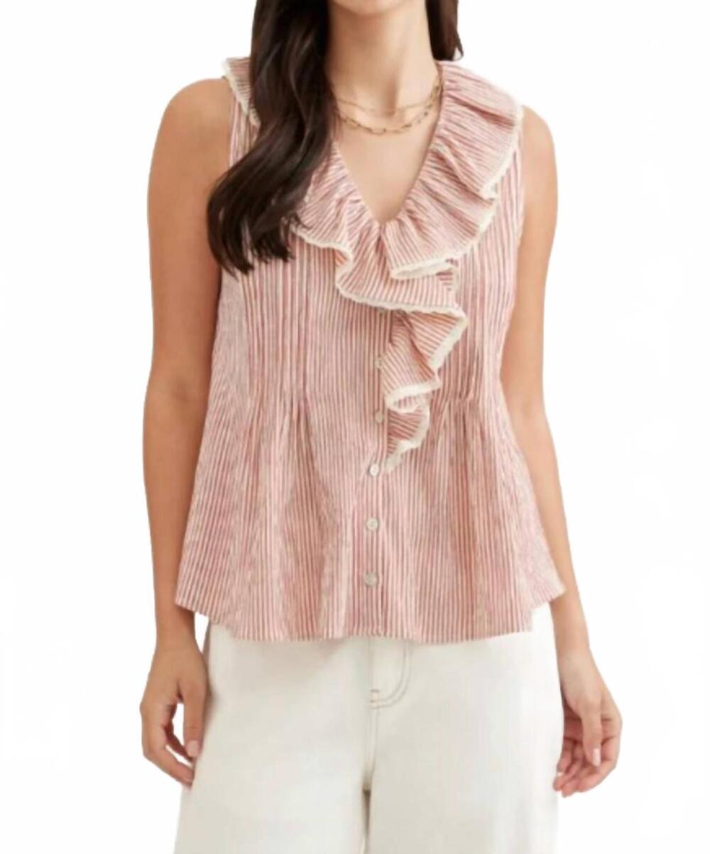 NEW ENTRO sancia stripe sleeveless top in red